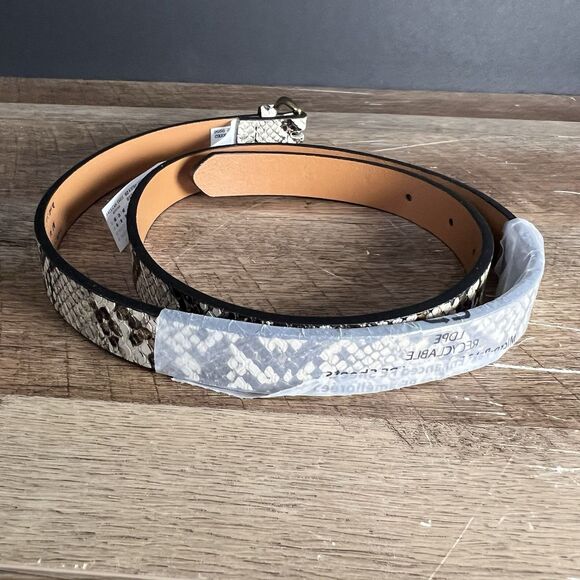 American Eagle Grey Genuine Cow Leather Snake Print Belt Size Medium, New - Picture 6 of 12
